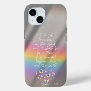 Funda Para iPhone 15 Elegante fotografía de Biblia arcoíris mariposa co