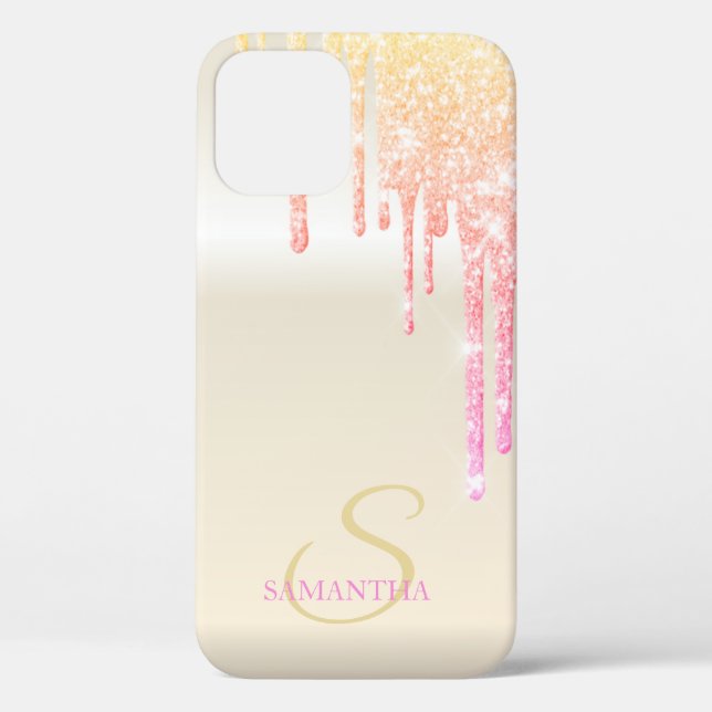 Funda De Case-Mate Para iPhone Elegante fresco ombre brillo gotas (Reverso )