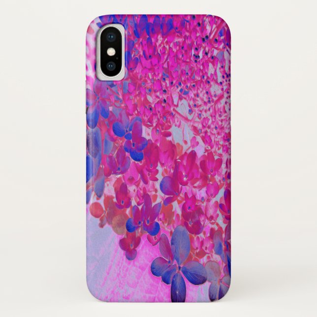 Funda De Case-Mate Para iPhone Elegante Fuchsia e Hidrangea Luminosa Azul Oscuro (Reverso)