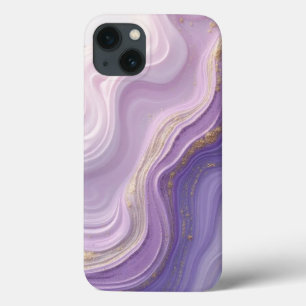 Funda Para iPhone 13 Elegante Funda de iPhone 13 con ondas de oro y púr