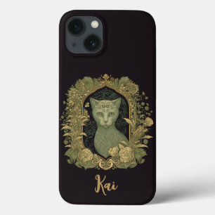 Funda Para iPhone 13 Elegante gato forestal con nombre personalizado