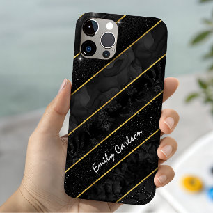 Funda Para iPhone 15 Elegante geométrico brillante en oro negro