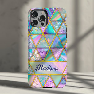 Funda Para iPhone 15 Elegante geométrico holográfico de moda dorado fal