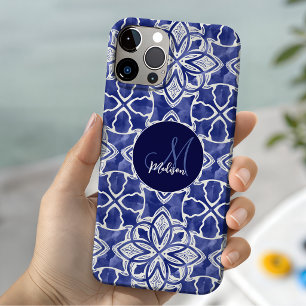 Funda Para iPhone 11 Pro Elegante girly azul gris inicial monogramada