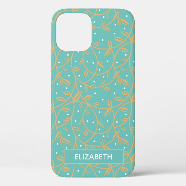Funda De Case-Mate Para iPhone Elegante Gold Vines Aqua (Reverso )