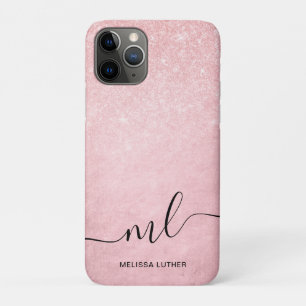 Funda Para iPhone 11 Pro Elegante gradiente giratorio rosa rosa purpurina d