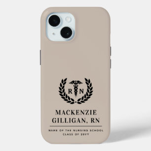 Funda Para iPhone 15 Elegante graduación de la escuela de Enfermería RN