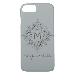 Funda Para iPhone 8/7 Elegante gris clásico monogramado