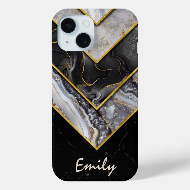 Funda De Case-Mate Para iPhone Elegante gris negro único geométrico (Reverso )