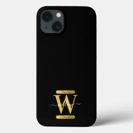Funda Para iPhone 13 Elegante guión moderno en negro y oro