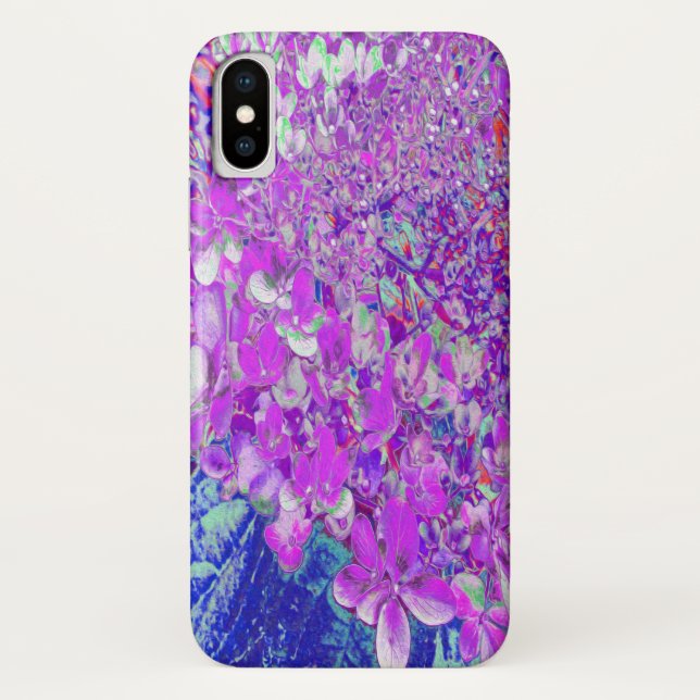 Funda De Case-Mate Para iPhone Elegante hidrangea liga púrpura y azul (Reverso)