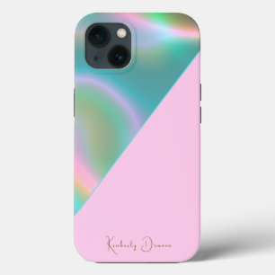 Funda Para iPhone 13 Elegante holográfico iridiscente rosa