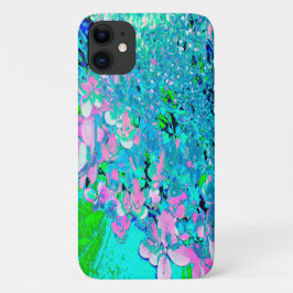 Funda Para iPhone 11 Elegante Hydrangea de luz rosa y azul