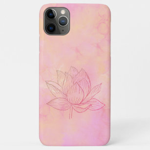 Funda Para iPhone 11 Pro Max Elegante Ilustracion de flores Lotus rosa claro