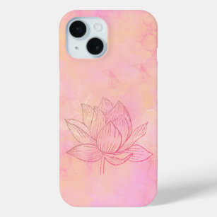 Funda Para iPhone 15 Elegante Ilustracion de flores Lotus rosa claro