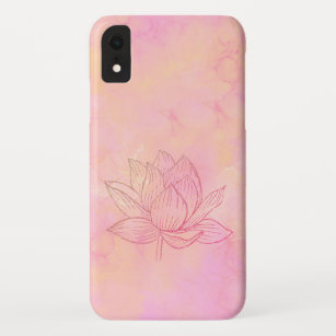 Funda Para iPhone XR Elegante Ilustracion de flores Lotus rosa claro