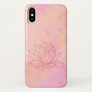 Funda Para iPhone X Elegante Ilustracion de flores Lotus rosa claro