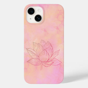 Funda Para iPhone 14 De Case-Mate Elegante Ilustracion de flores Lotus rosa claro