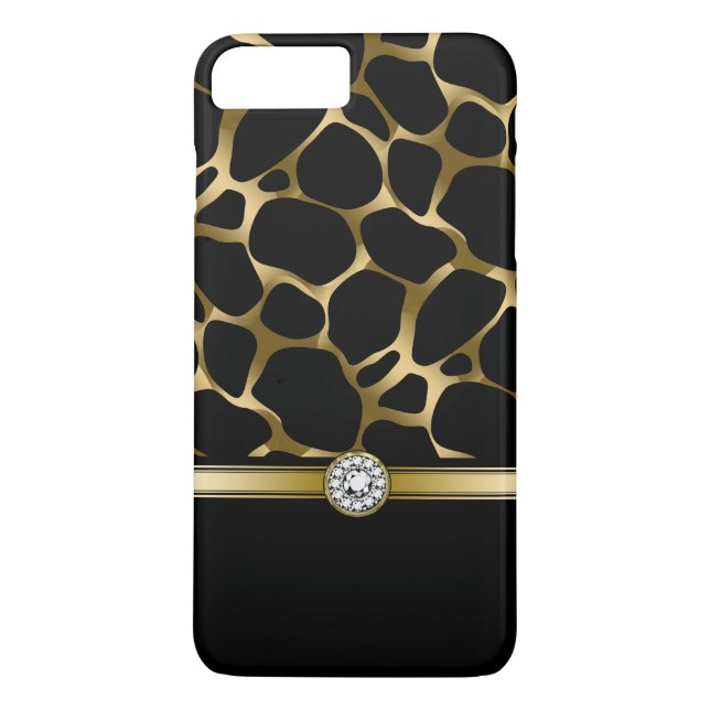 Funda De Case-Mate Para iPhone Elegante impresión de animales de leopardo negro y (Reverso)