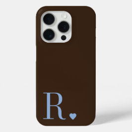 Funda Para iPhone 15 Pro Elegante inicial de monograma en marrón y azul pol