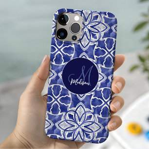 Funda Para iPhone 14 De Case-Mate Elegante inicial monogramada gris azulado para chi