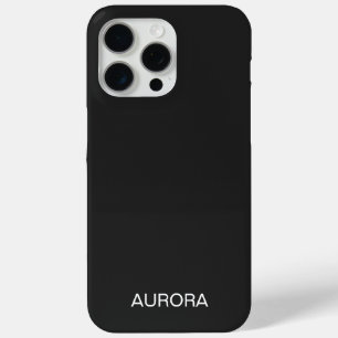 Funda Para iPhone 15 Pro Max Elegante Jet Black Nombre personalizado -