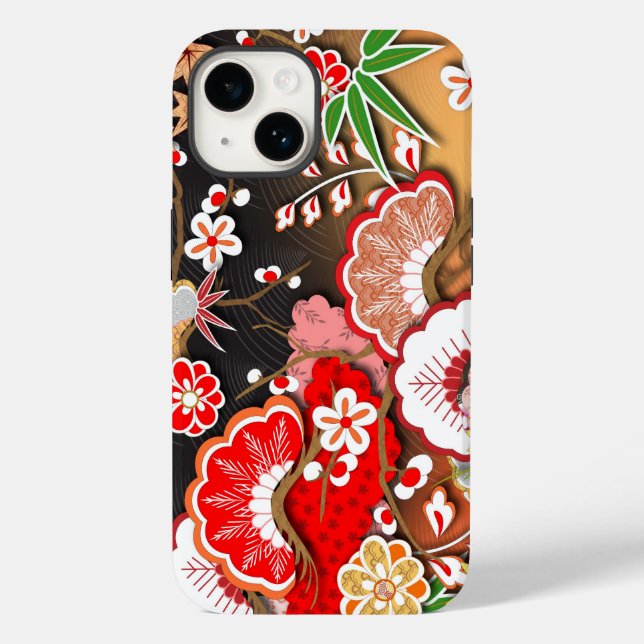 Funda De Case-Mate Para iPhone Elegante Kimono otoñal japonés (Reverso )
