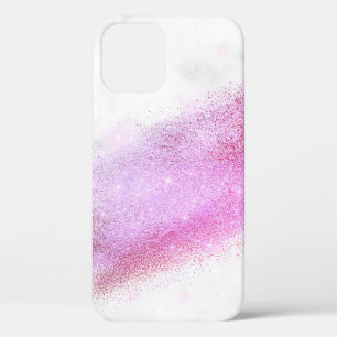 Funda Para iPhone 12 Elegante ladrillo rosa oscuro y mármol purpurina p