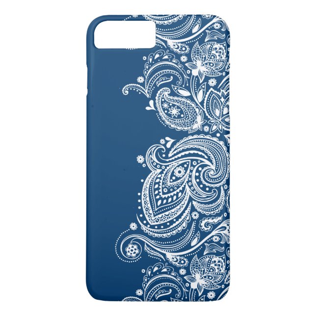Funda De Case-Mate Para iPhone Elegante Lazo Blanco Sobre Un Fondo Azul Cambiable (Reverso)