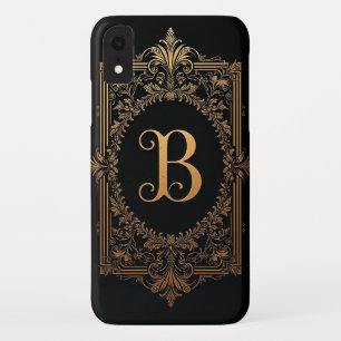 Funda Para iPhone XR Elegante letra B dorada con decoraciones florales