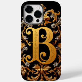 Funda Para iPhone 14 Pro Max De Case-Mate Elegante letra B dorada con decoraciones florales