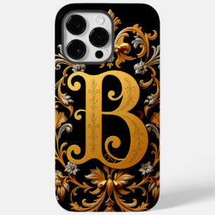 Funda Para iPhone 14 Pro Max De Case-Mate Elegante letra B dorada con decoraciones florales
