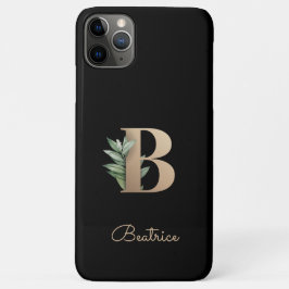 Funda Para iPhone 11 Pro Max Elegante letra botánica de oro B