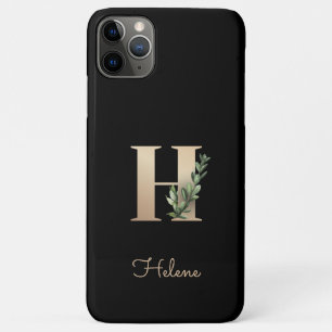 Funda Para iPhone 11 Pro Max Elegante letra botánica de oro monograma H