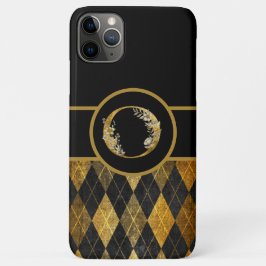 Funda Para iPhone 11 Pro Max Elegante Letra monograma negro y oro "O"
