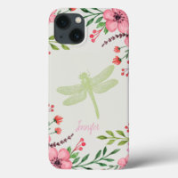 Elegante libélula rosa verde