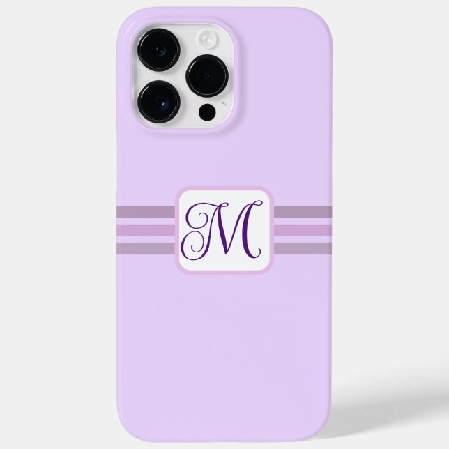 Funda De Case-Mate Para iPhone Elegante Light Purple Striped Inicial (Reverso)