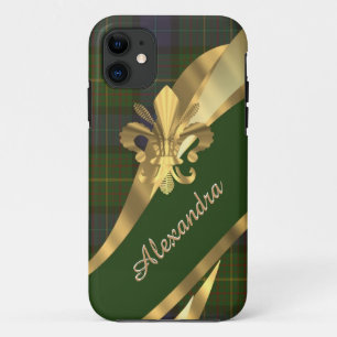 Funda Para iPhone 11 Elegante lona de lona de lona verde personalizada