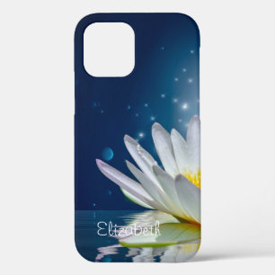 Funda Para iPhone 12 Pro Elegante Loto Azul Blanco