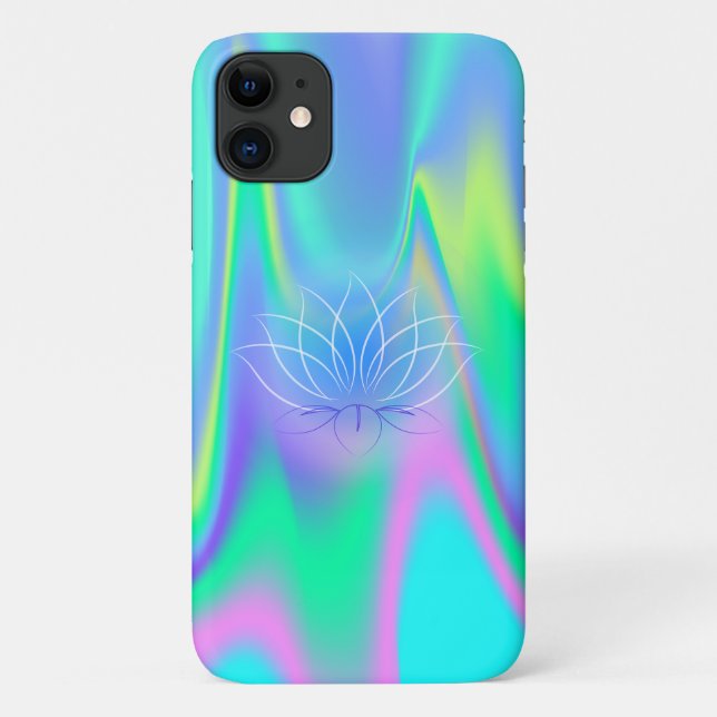 Funda De Case-Mate Para iPhone Elegante Loto Holográfico (Reverso)