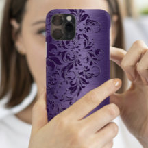 Elegante Lugar Profundo Morado Floral Sobre Púrpur