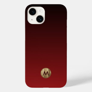 Funda Para iPhone 14 De Case-Mate Elegante Lujo Cepillado Oro Monograma Rojo