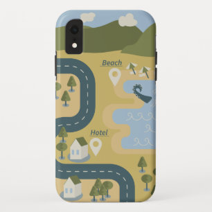 Funda Para iPhone XR Elegante mapa de viajes de vacaciones de personali