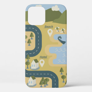 Funda Para iPhone 12 Elegante mapa de viajes de vacaciones de personali