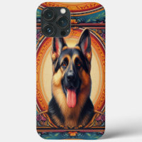 Elegante marco de color de perro pastor alemán