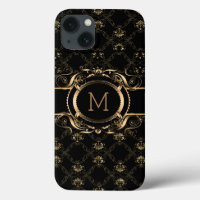 Elegante marco floral negro y dorado barroco