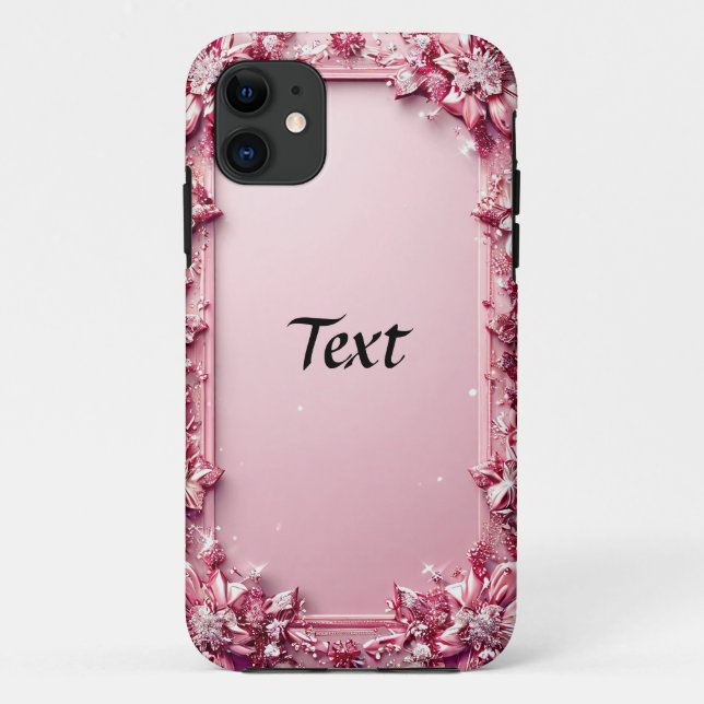 Funda De Case-Mate Para iPhone Elegante marco floral rosa (Reverso)