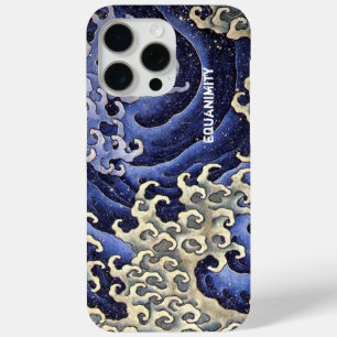 Funda Para iPhone 15 Pro Max Elegante marina de olas oceánicas azul e marfil