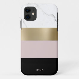 Funda Para iPhone 11 Elegante mármol blanco dorado personalizado