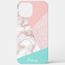 Elegante mármol geométrico rosa rosa purpurina oro